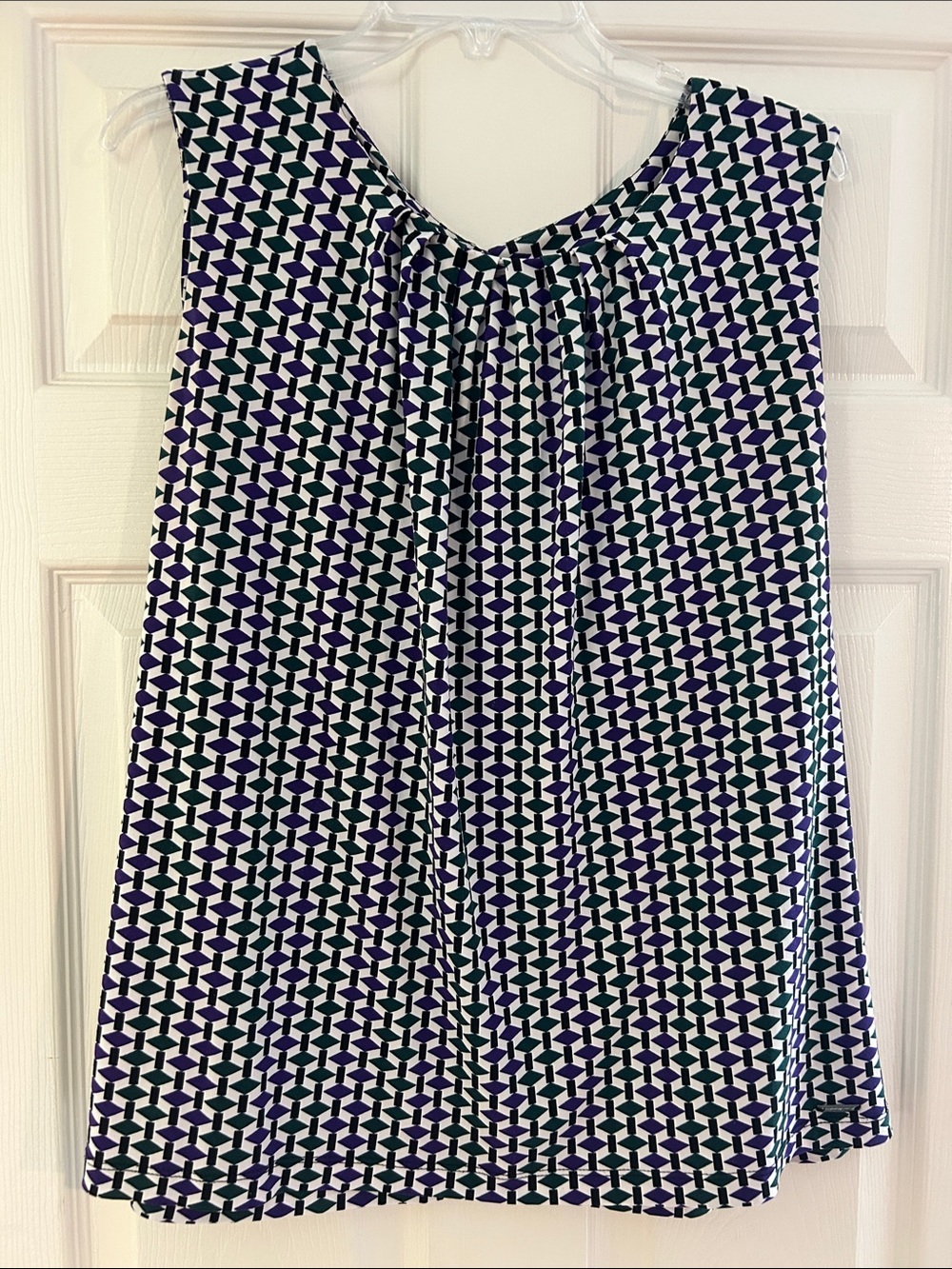 Calvin Klein Purple, Black & White Geometric A-Line Skirt